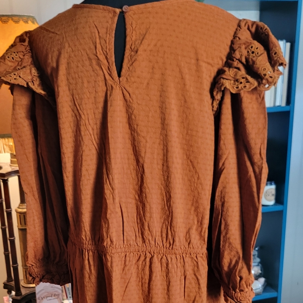 Plus Size 2x Burnt Orange Peasant Dress - Picture 6 of 7